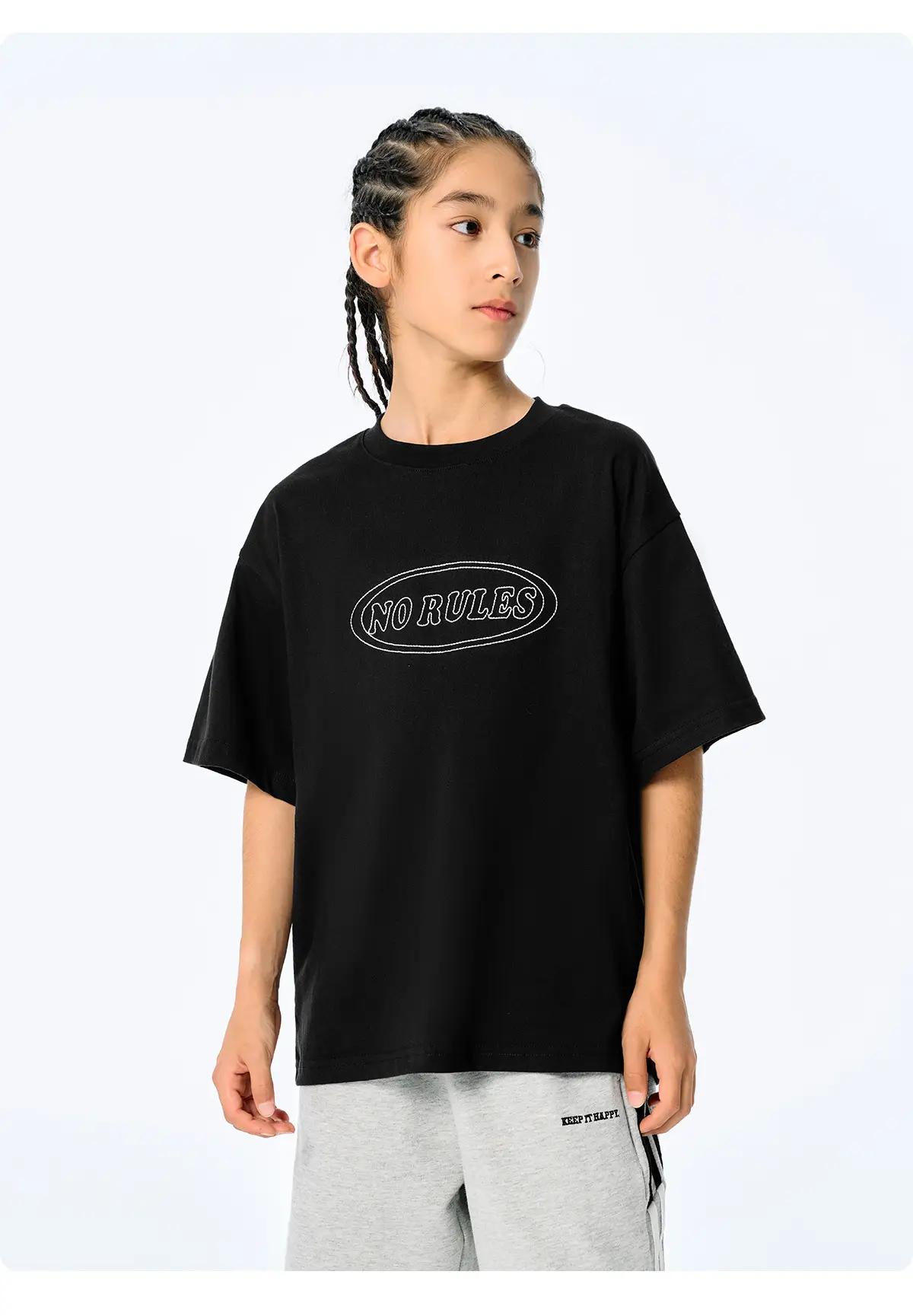 Blue Retro Embroidered T-Shirt for Kids Boys Summer Casual — feature 24