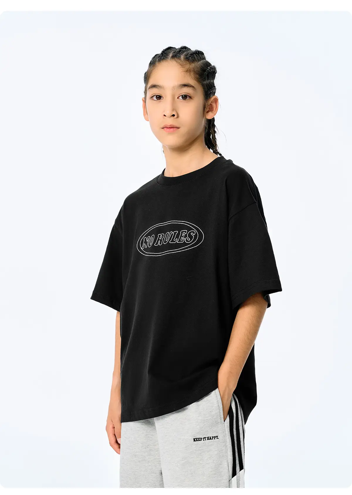 Blue Retro Embroidered T-Shirt for Kids Boys Summer Casual — feature 25
