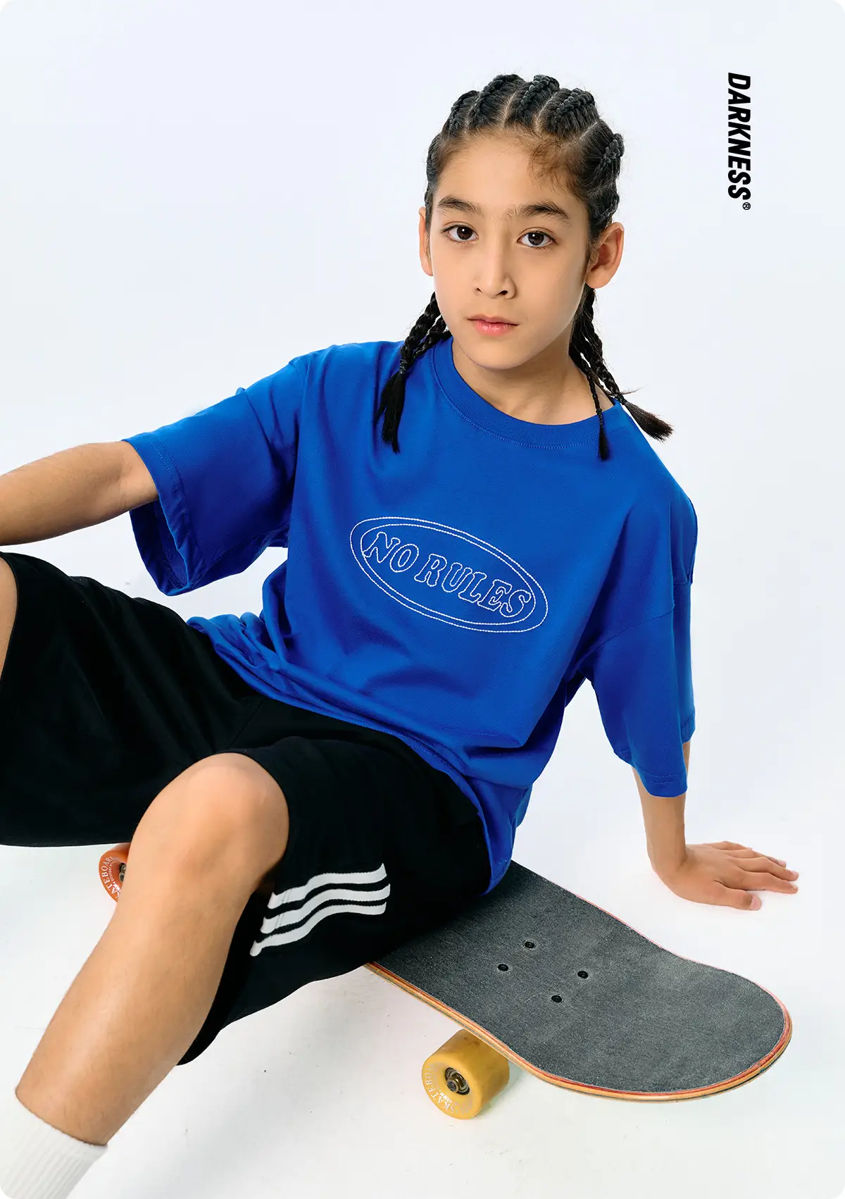 Blue Retro Embroidered T-Shirt for Kids Boys Summer Casual — feature 3