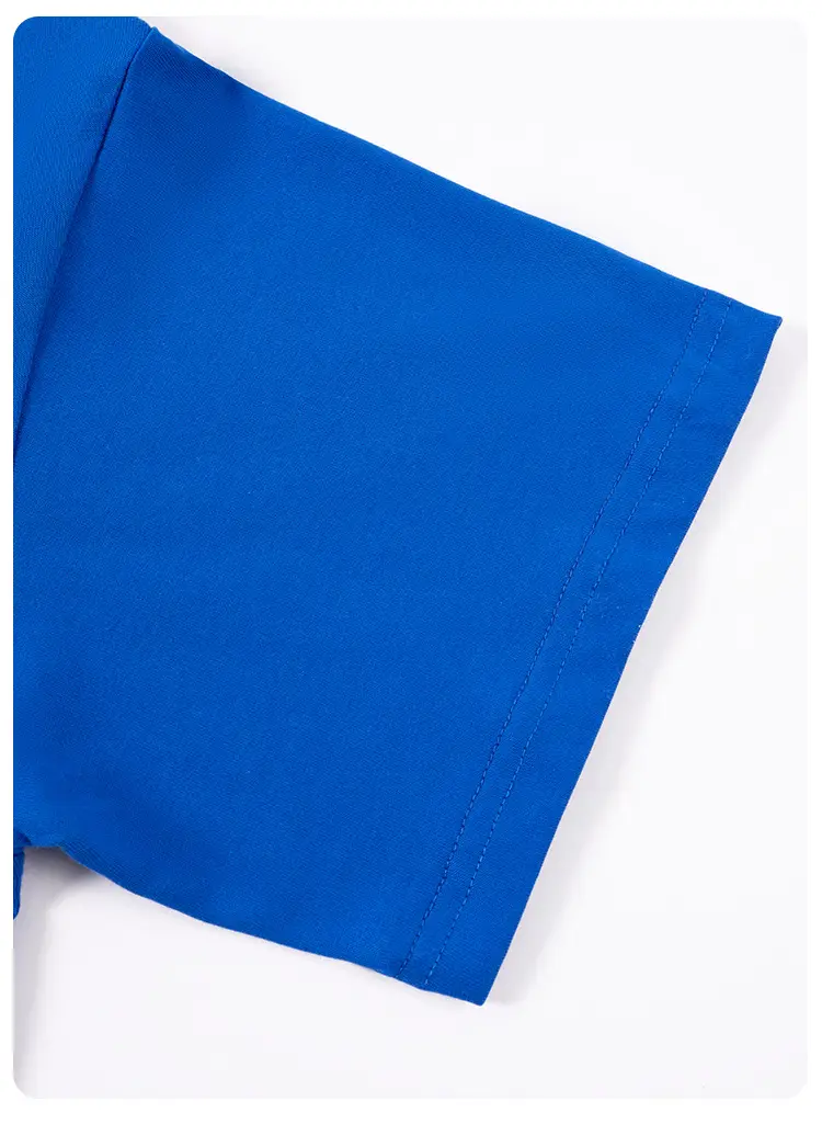 Blue Retro Embroidered T-Shirt for Kids Boys Summer Casual — feature 34
