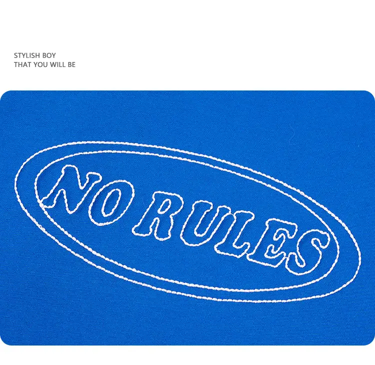 Blue Retro Embroidered T-Shirt for Kids Boys Summer Casual — feature 5