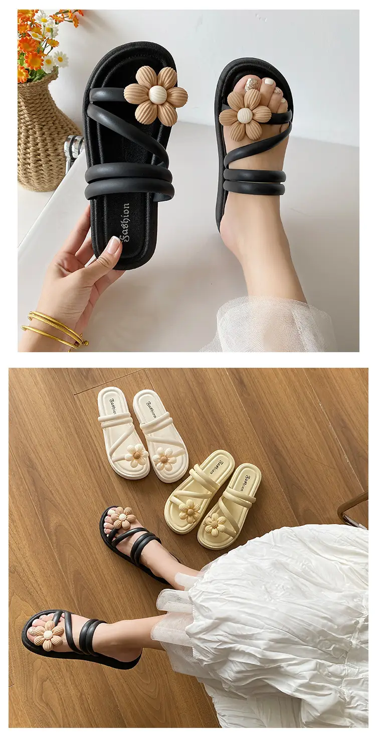 Women's Flower Slippers White Thick Sole Non-Slip — feature 10