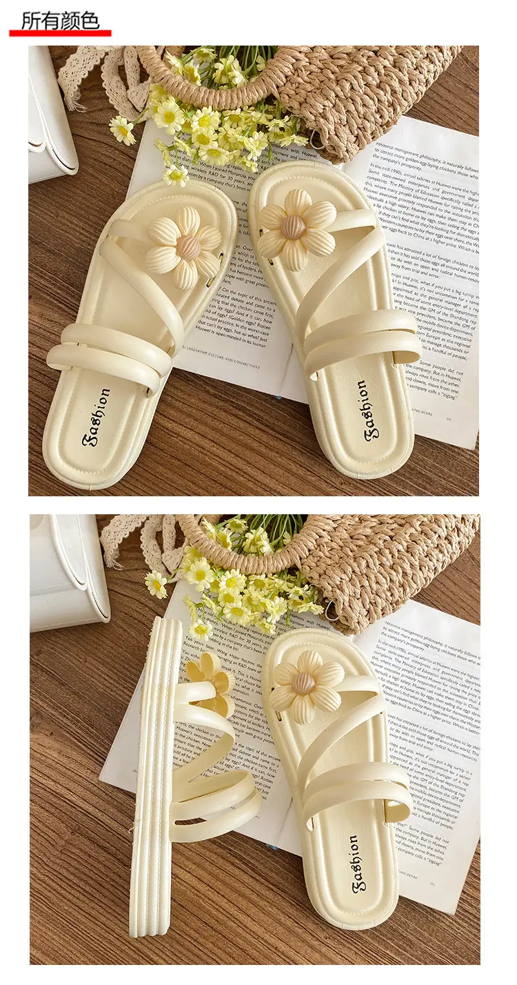 Women's Flower Slippers White Thick Sole Non-Slip — feature 12