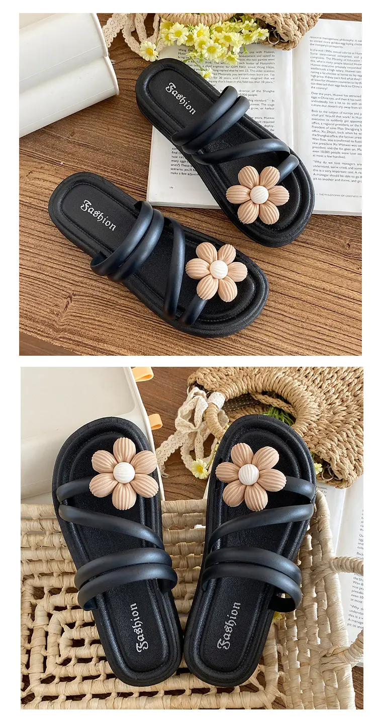 Women's Flower Slippers White Thick Sole Non-Slip — feature 13