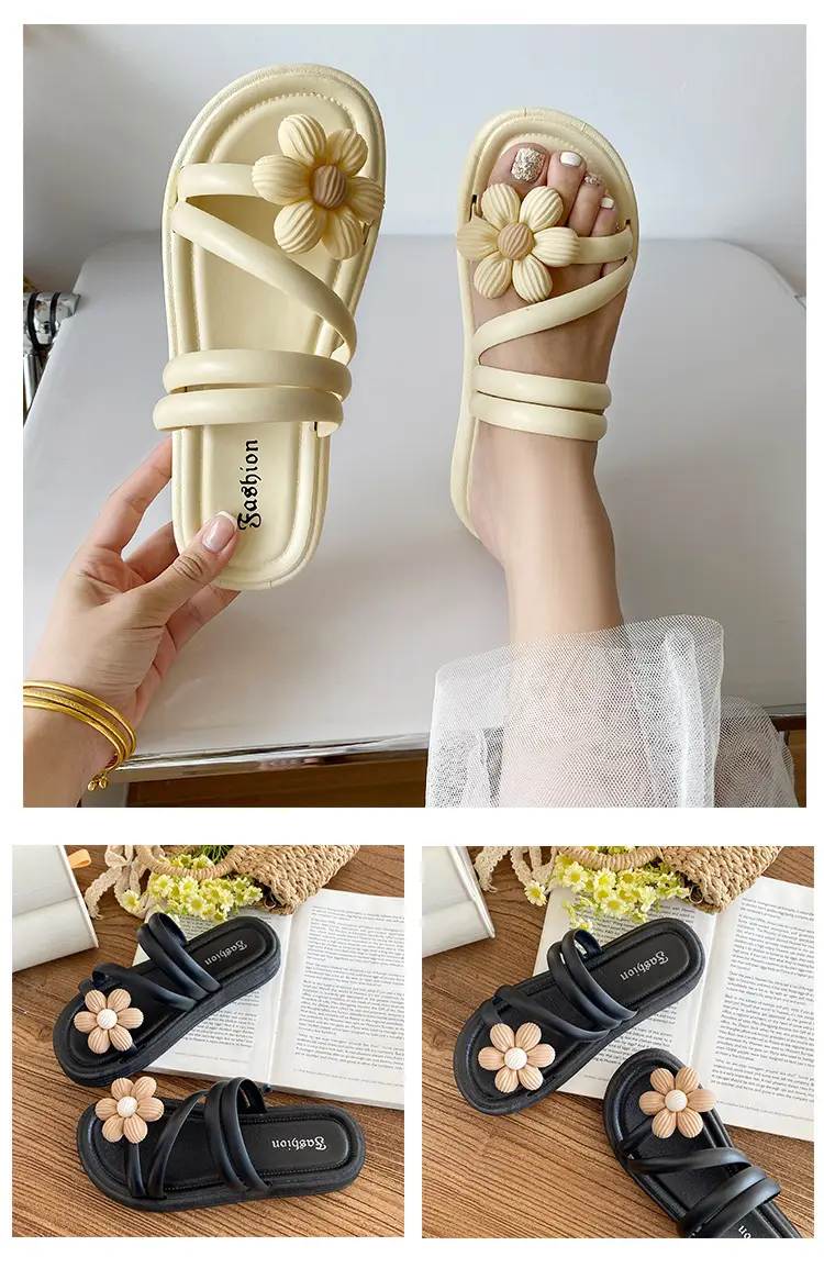 Women's Flower Slippers White Thick Sole Non-Slip — feature 5