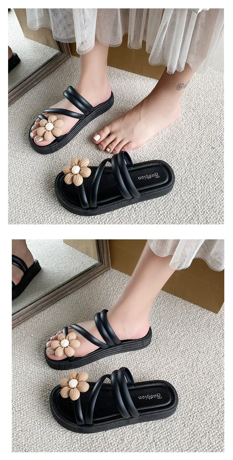 Women's Flower Slippers White Thick Sole Non-Slip — feature 9
