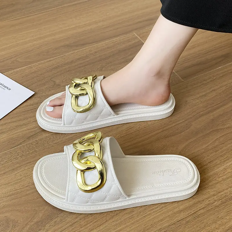 Women's Flower Slippers White Thick Sole Non-Slip