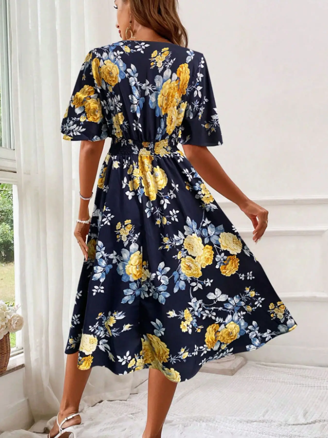 Women Floral Long Dress Large Size Cotton Pink — feature 6