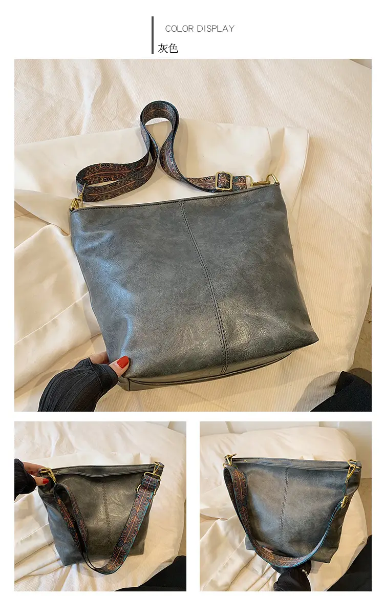 2025 New Summer Large Capacity Tote Bag Brown Leather with Patterned Strap — feature 36