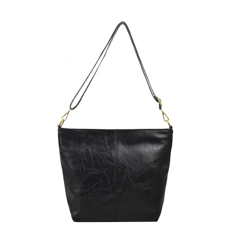 2025 New Summer Large Capacity Tote Bag Brown Leather with Patterned Strap - Image 7
