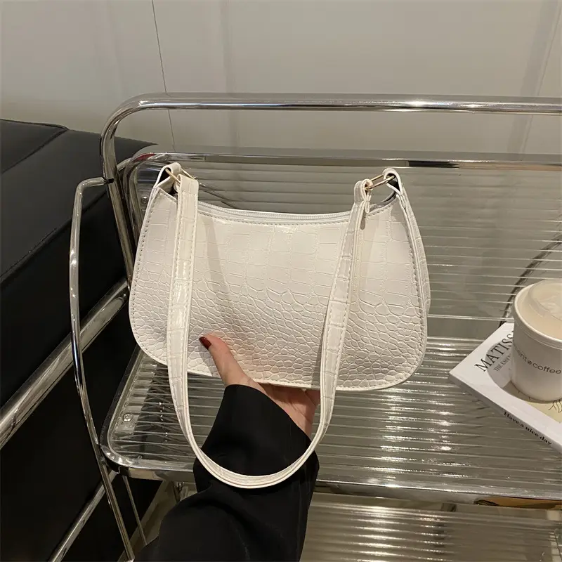 White Stone Pattern Shoulder Bag for Women - Image 4