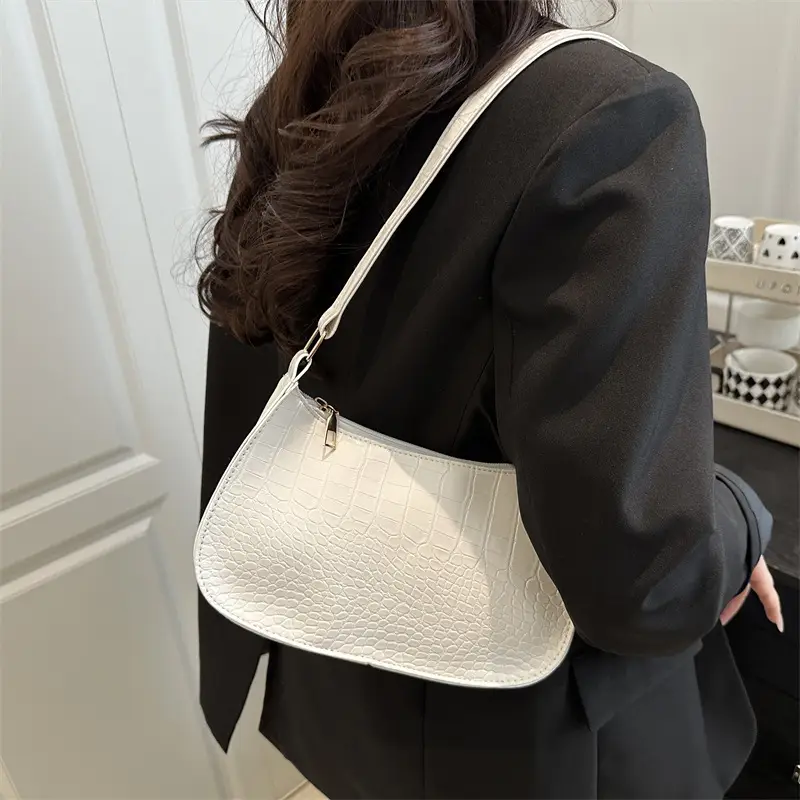 White Stone Pattern Shoulder Bag for Women - Image 6