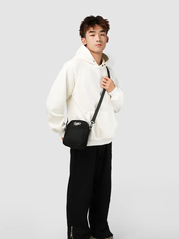 Custom Men's Japanese Style Black Messenger Bag - Image 7