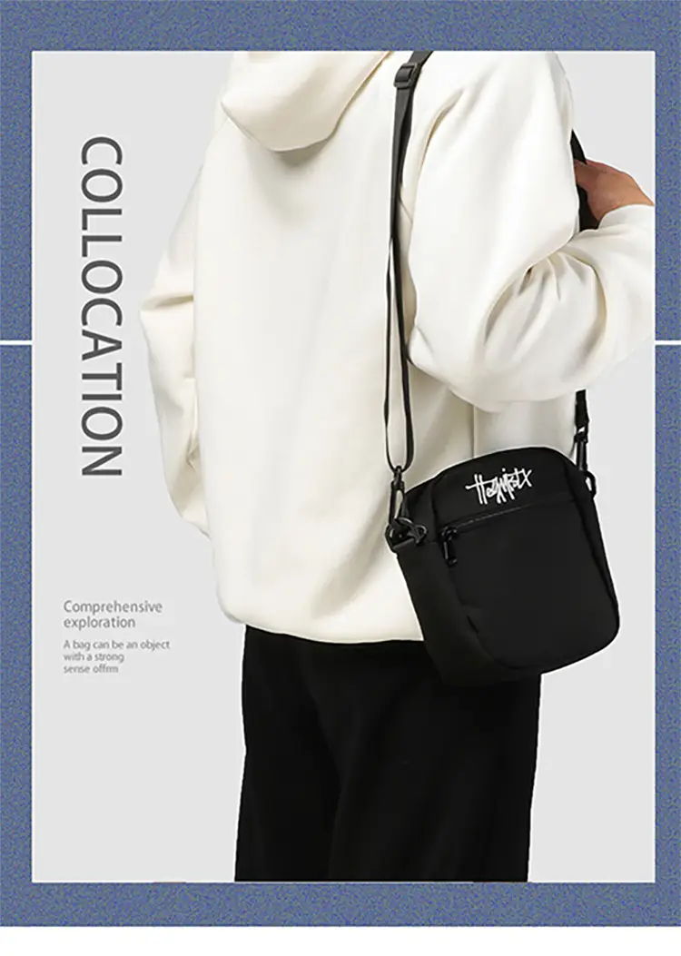 Custom Men's Japanese Style Black Messenger Bag — feature 1