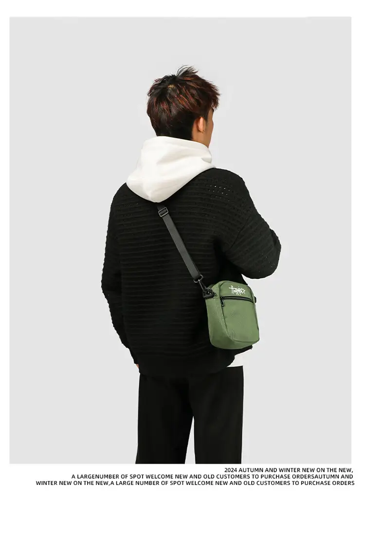 Custom Men's Japanese Style Black Messenger Bag — feature 10