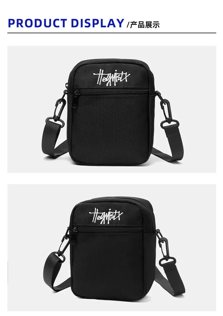 Custom Men's Japanese Style Black Messenger Bag — feature 11