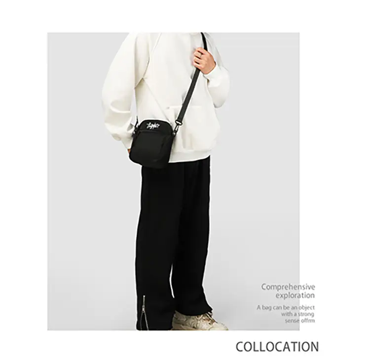 Custom Men's Japanese Style Black Messenger Bag — feature 2