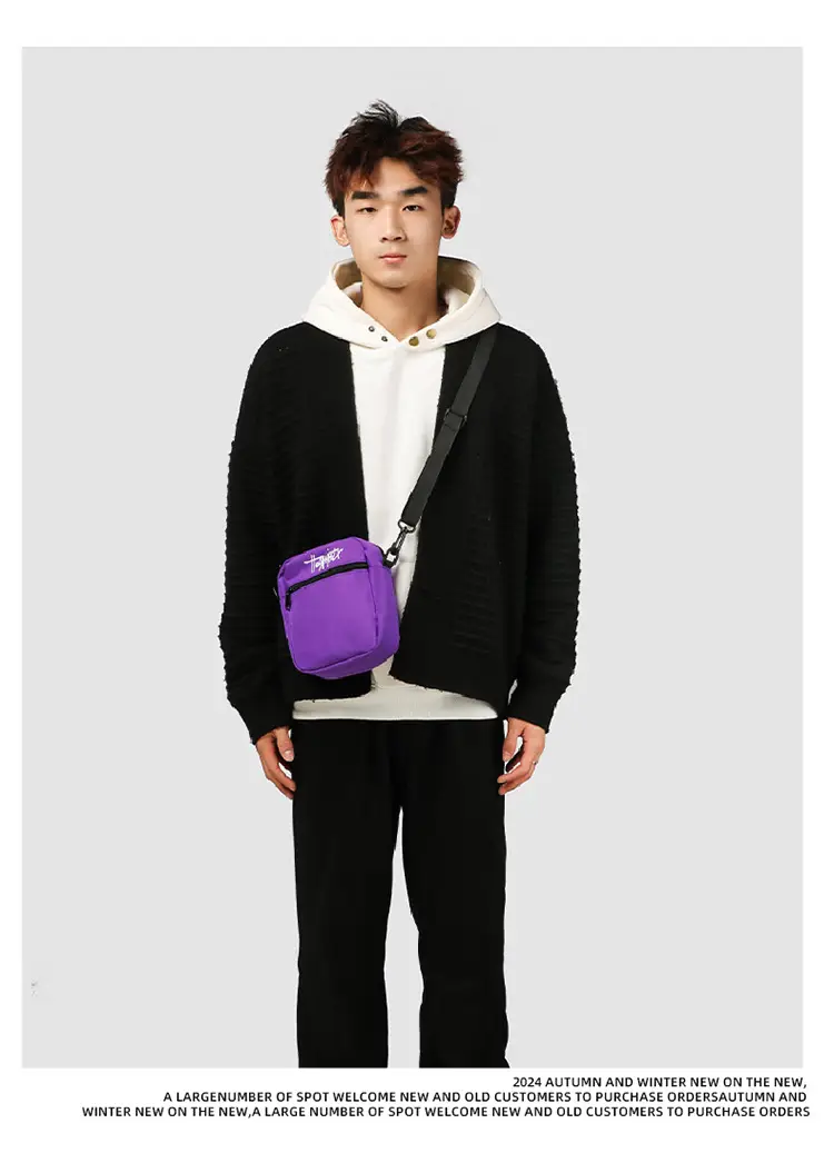 Custom Men's Japanese Style Black Messenger Bag — feature 8