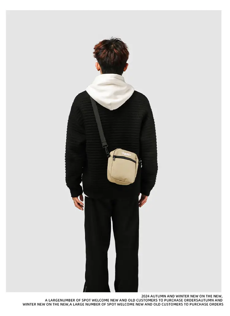 Custom Men's Japanese Style Black Messenger Bag — feature 9