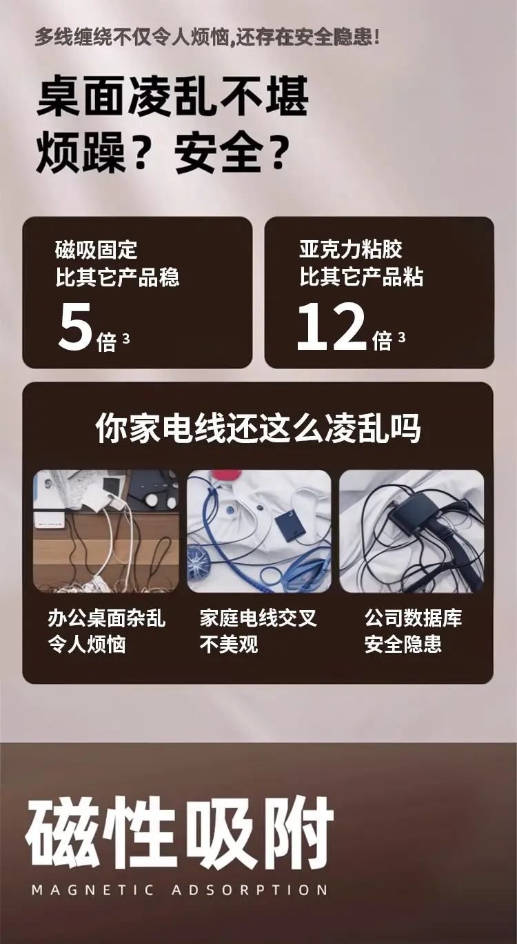 Magnetic Cable Clips for Phone & Computer Storage — feature 1