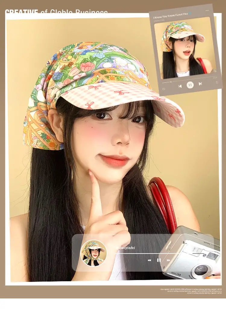 Women's Floral Print Headscarf Cap Spring Summer — feature 1