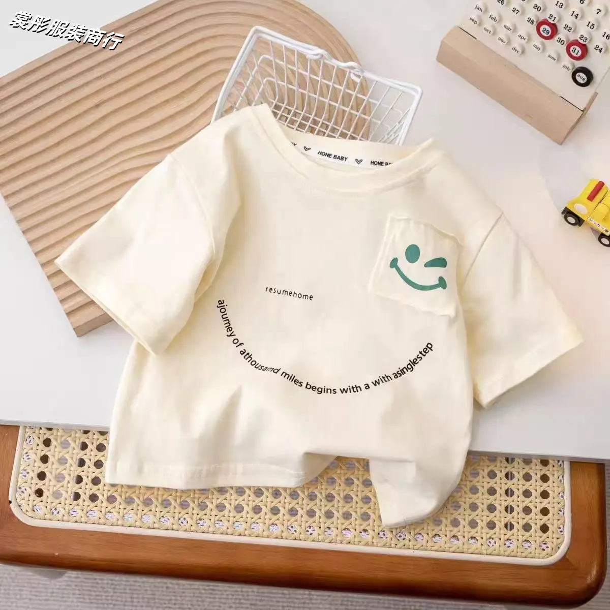 Kids Korean Style Green T-Shirt Small Clear Face - Image 6