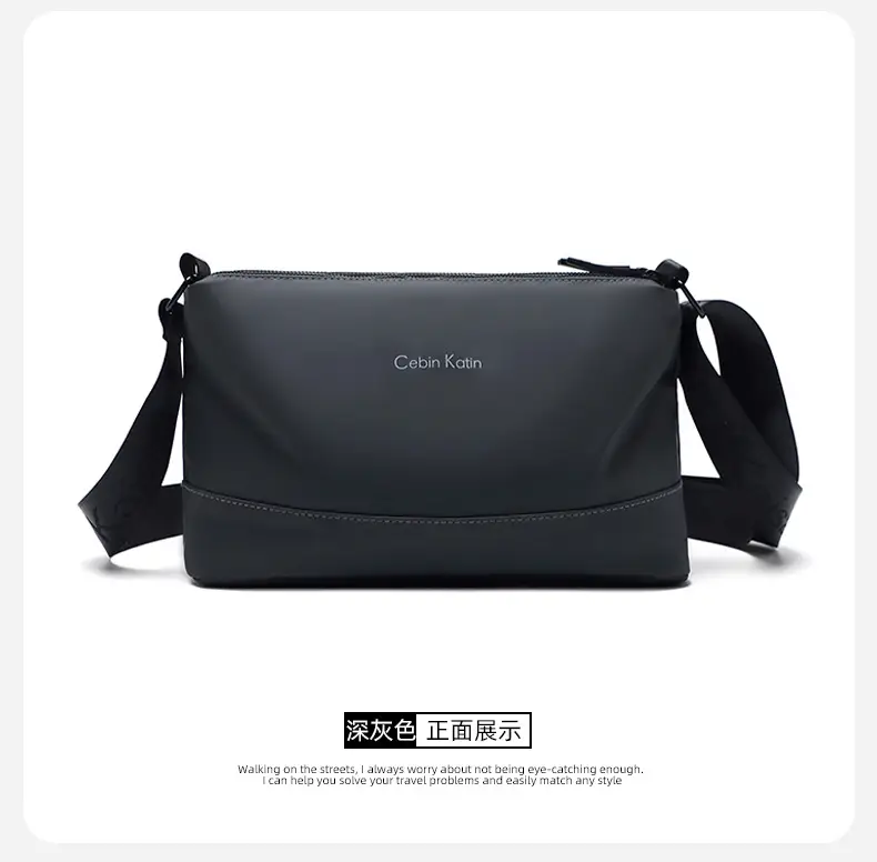 Men's Black Crossbody Bag Waterproof Leather Multi-Compartment — feature 19