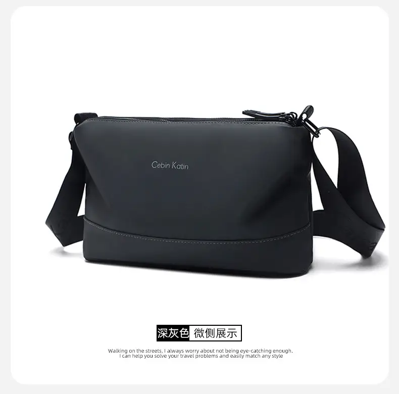 Men's Black Crossbody Bag Waterproof Leather Multi-Compartment — feature 20