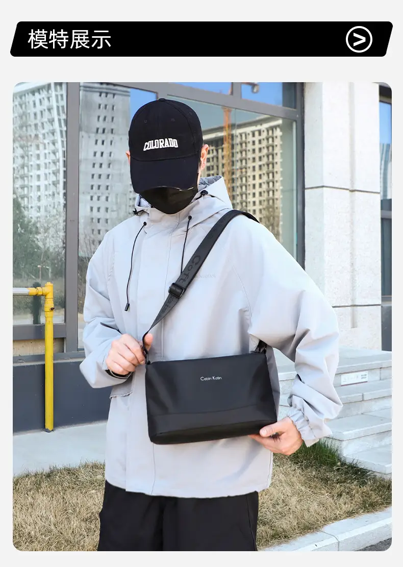 Men's Black Crossbody Bag Waterproof Leather Multi-Compartment — feature 23