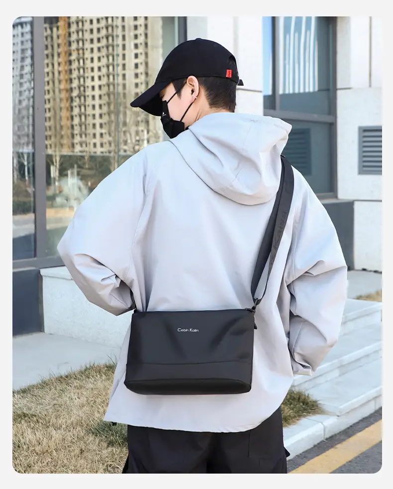 Men's Black Crossbody Bag Waterproof Leather Multi-Compartment — feature 24