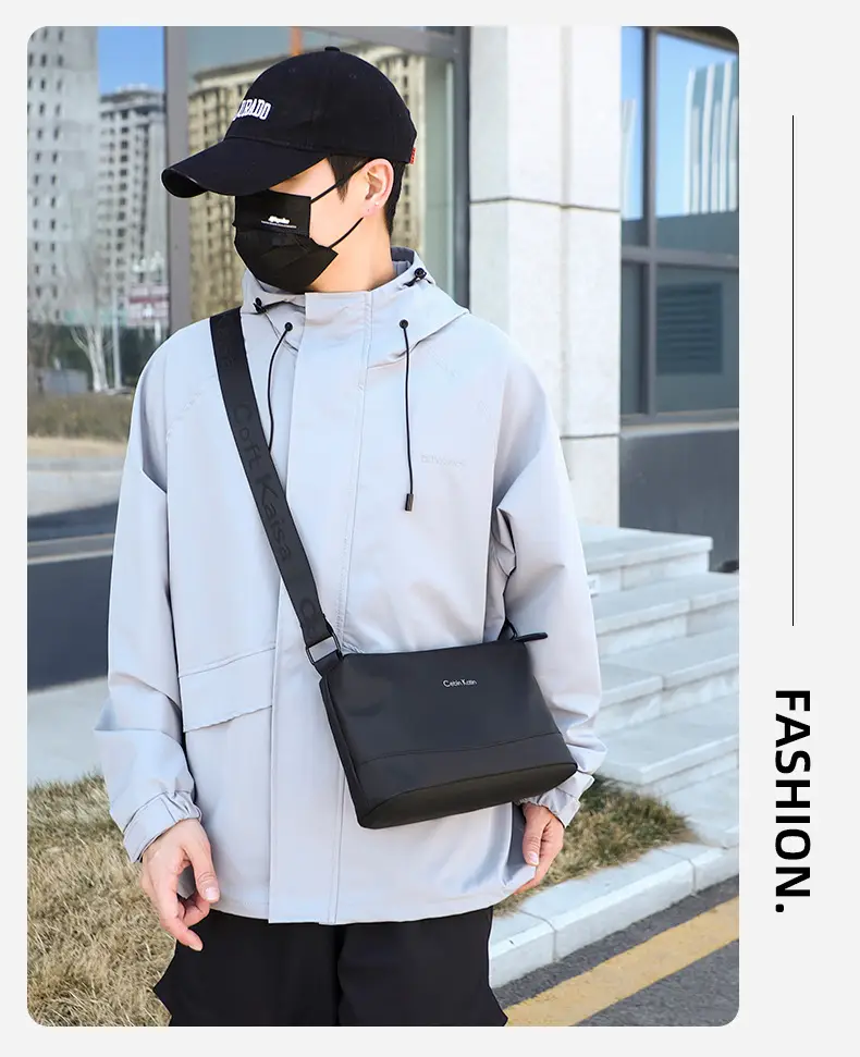 Men's Black Crossbody Bag Waterproof Leather Multi-Compartment — feature 25