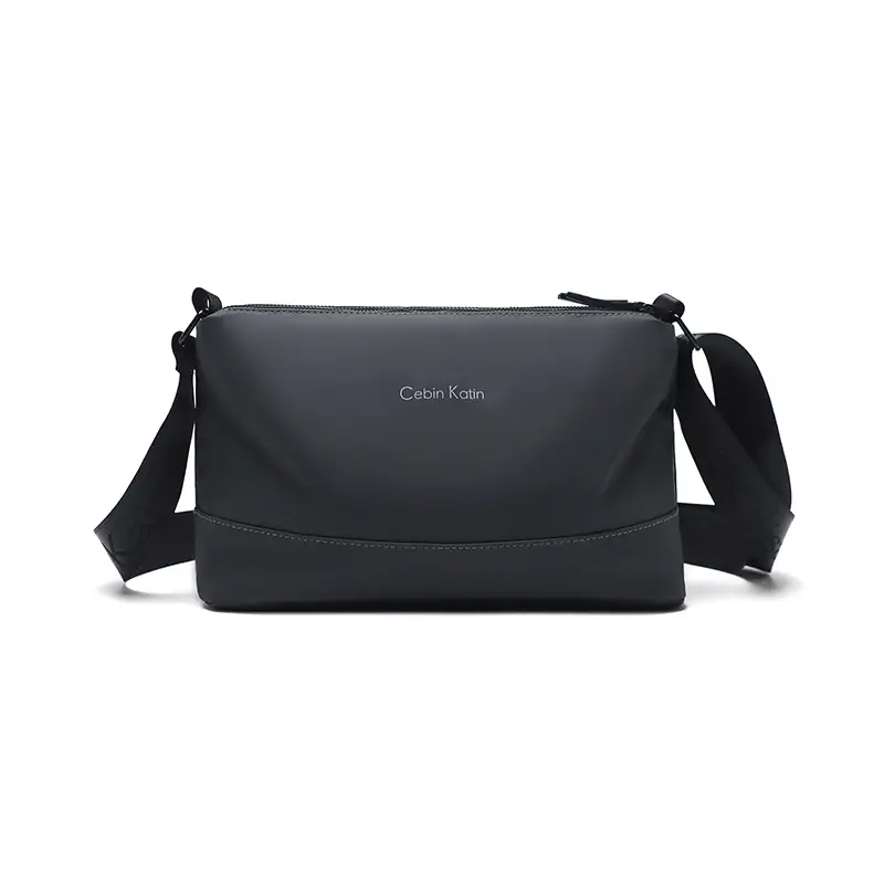 Men's Black Crossbody Bag Waterproof Leather Multi-Compartment