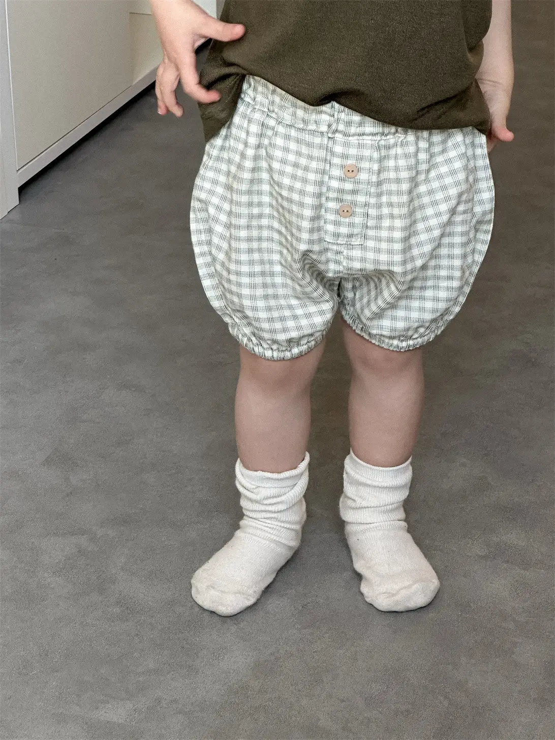 Kids Summer T-Shirt Set Brown Plaid Shorts 2026