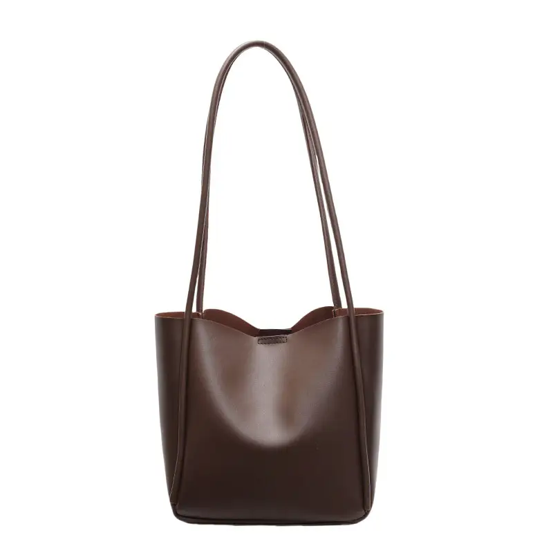 Large Capacity Vintage Brown Leather Tote Bag for Women - Image 4