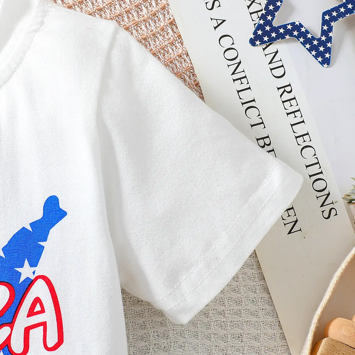 American Independence Day Boys Shorts Suit White T-Shirt Star Shorts — feature 5