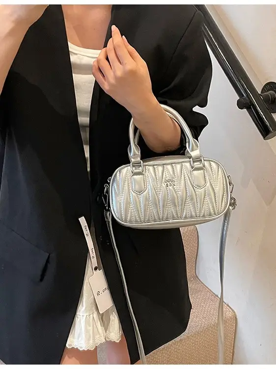 Black Quilted Crossbody Bag for Women 2026