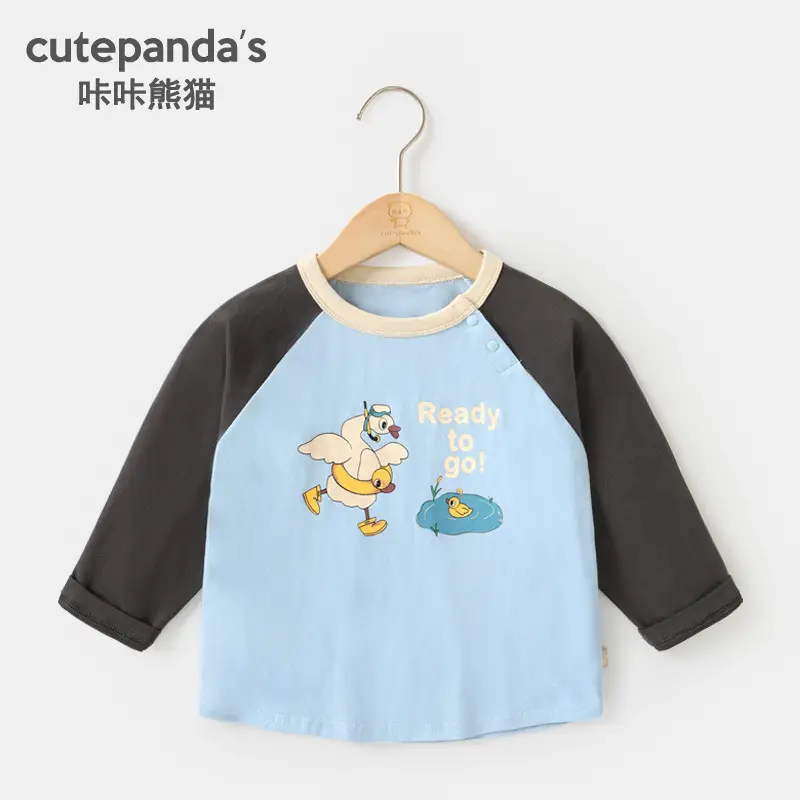 [39 Yuan for Any 2 Items] Kaka Panda Children's T-Shirt Spring Outfit Boys' Base Shirt Baby Top Girls' Short Sleeve