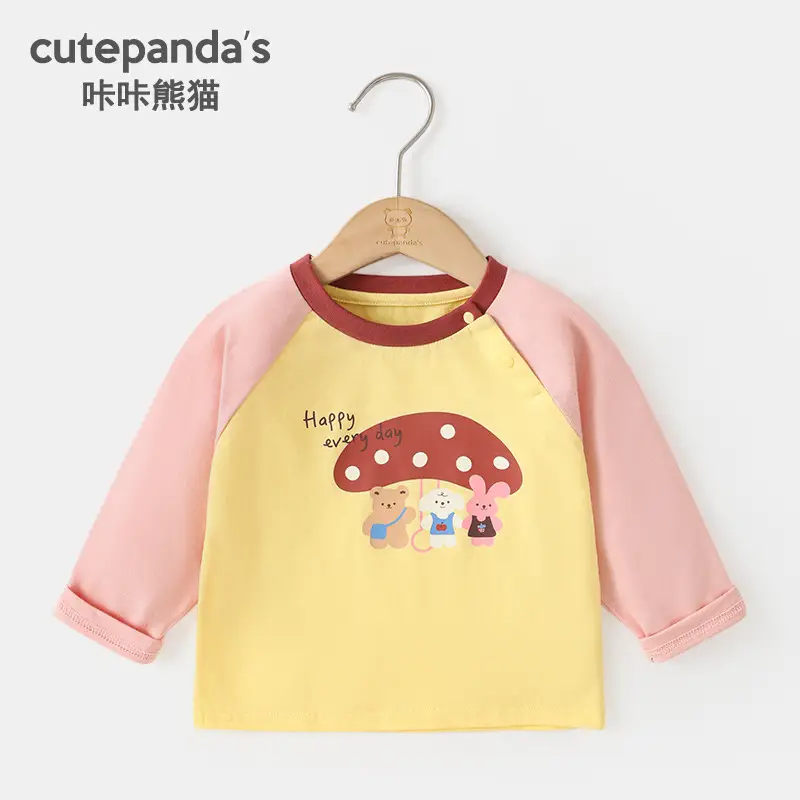 [39 Yuan for Any 2 Items] Kaka Panda Children's T-Shirt Spring Outfit Boys' Base Shirt Baby Top Girls' Short Sleeve
