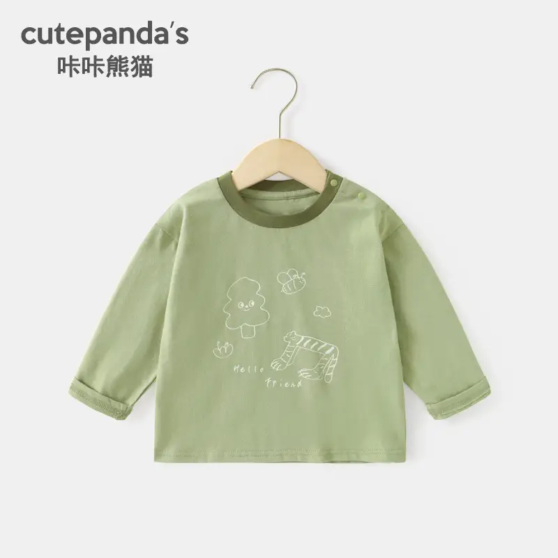 [39 Yuan for Any 2 Items] Kaka Panda Children's T-Shirt Spring Outfit Boys' Base Shirt Baby Top Girls' Short Sleeve