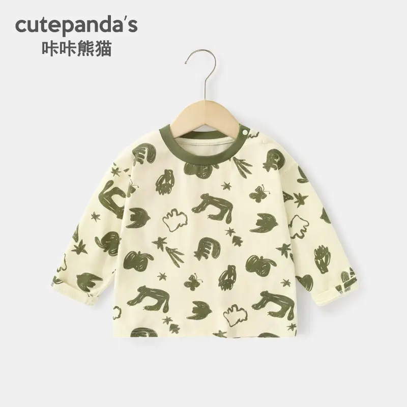 [39 Yuan for Any 2 Items] Kaka Panda Children's T-Shirt Spring Outfit Boys' Base Shirt Baby Top Girls' Short Sleeve
