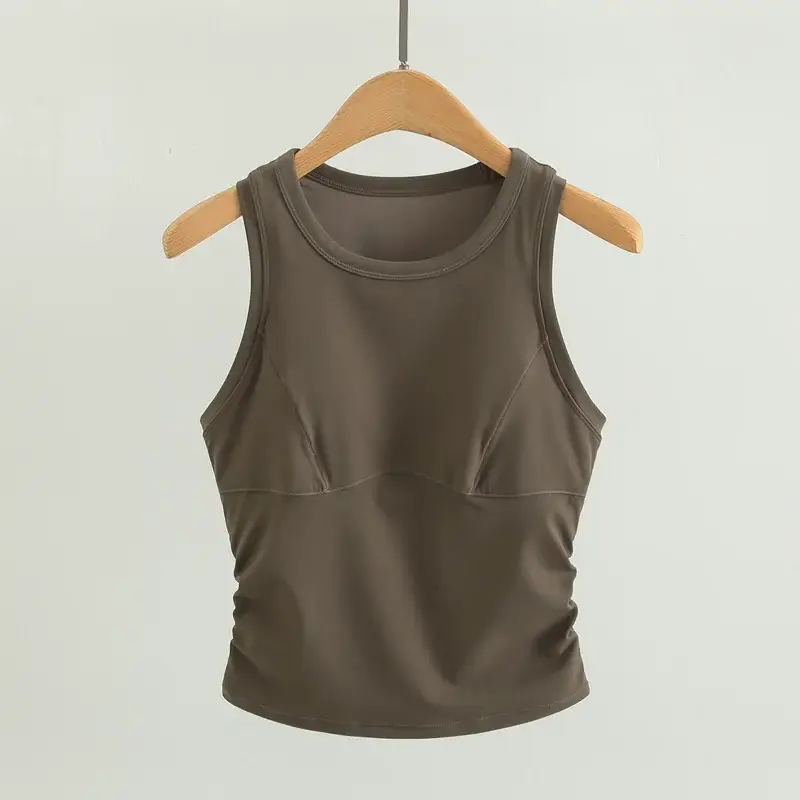High-strength Shockproof Sleeveless Yoga Vest Integrated Sports Underwear Women's Tight Outer Wear Pleated Fitness Running Bra — feature 6