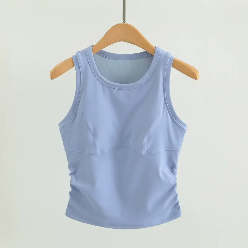 High-strength Shockproof Sleeveless Yoga Vest Integrated Sports Underwear Women's Tight Outer Wear Pleated Fitness Running Bra — feature 8