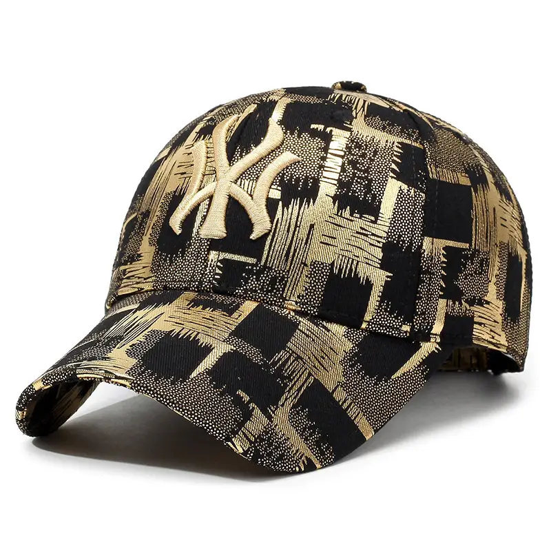 Gold Plated Plaid Baseball Cap for Men Women Military Fans