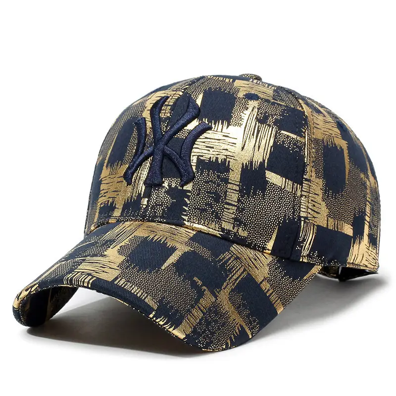 Gold Plated Plaid Baseball Cap for Men Women Military Fans - Image 2