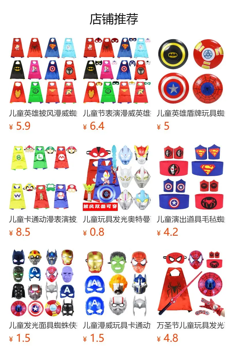 Children's Hero Cape Marvel Spider-Man Iron Man Batman Superman Captain America Hulk Cape Cape — feature 4