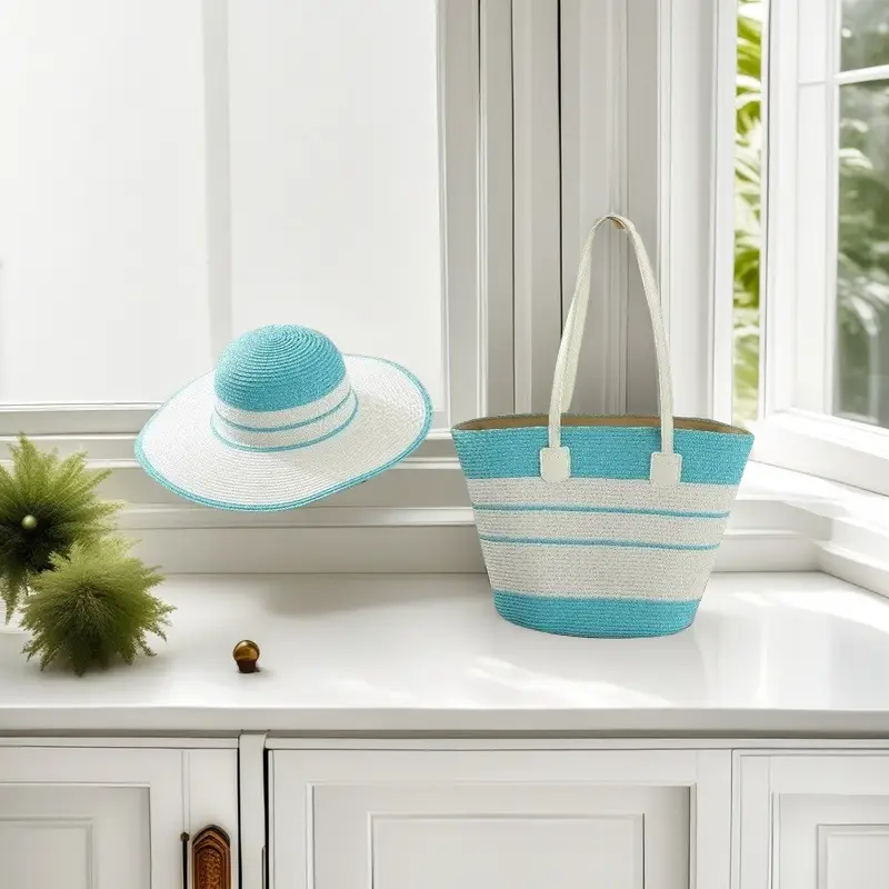Straw Hat & Bag Set Sun Travel Luggage Accessories — feature 9