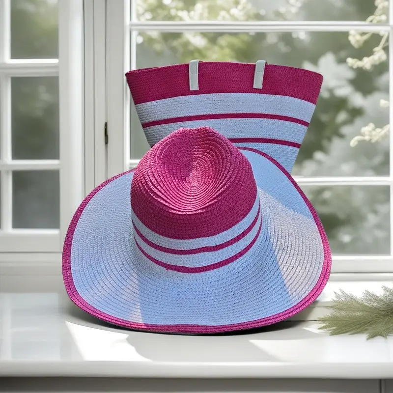 Straw Hat & Bag Set Sun Travel Luggage Accessories - Image 24