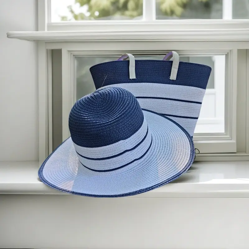 Straw Hat & Bag Set Sun Travel Luggage Accessories - Image 25