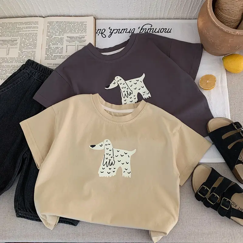Boys Printed T-Shirt Brown 2025 Summer Casual - Image 4