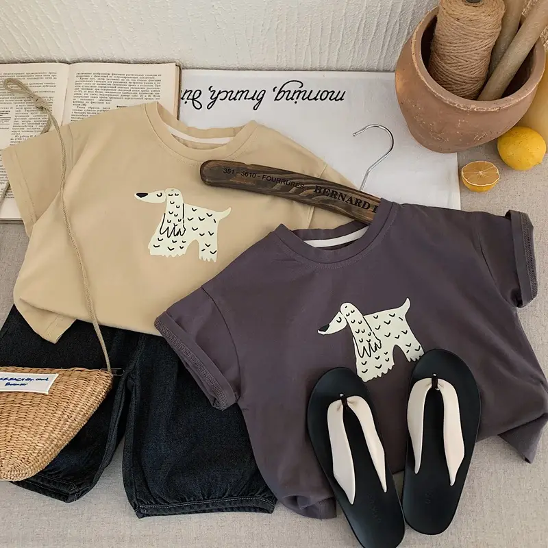 Boys Printed T-Shirt Brown 2025 Summer Casual — feature 4